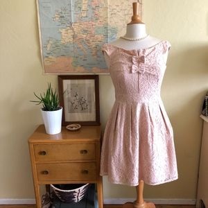 Pink Bardot Lace Dress